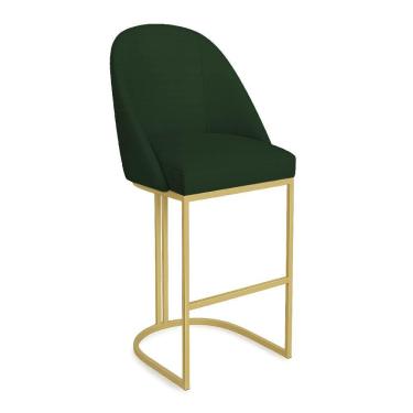 Imagem de Banqueta Alta Bela Suede Base Metálica Industrial Dourado - Pallazio Cor Verde