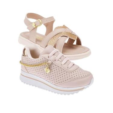 Imagem de Tenis Escolar e Sandalia de Menina - KIT 2 PARES Tam 24 ao 34 - Sapati