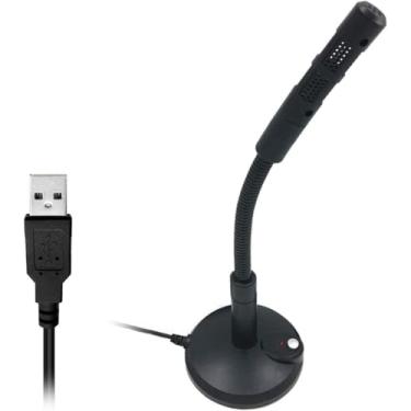 Imagem de Optimal Shop Microfone USB de mesa com indicador LED, suporte ajustável de 360 graus, botão mudo para PC, laptop, jogos, streaming, gravação, preto