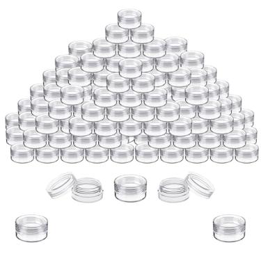 Imagem de Houseables Recipientes de amostra, frascos de amostra, recipientes de protetor labial, mini frascos com tampas, pequenos, vazios, maquiagem, pó, brilho, cosméticos, minúsculos, pastilhados, cera