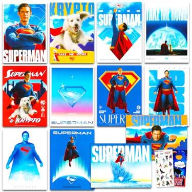 Imagem de Superman Poster Book - O pacote inclui 12 pôsteres com o Super-Homem, Krypto o Superdog, mais para decorações de quarto de meninos e mais adesivos | Decoração de quarto de super-herói DC Comics para