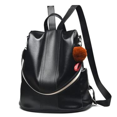 Imagem de 2022 versão coreana da moda mochila de grande dade personalidade na moda mochila casual de couro macio preto