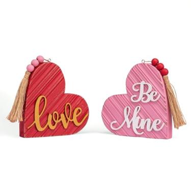 Imagem de Conjunto de 2 placas decorativas de madeira Valery Madelyn para casamento, dia das mães, placa romântica de madeira, decoração de presente para Dia dos Namorados, mesa, festa e decoração de casa