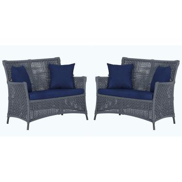 Imagem de 2 Sofás área Externa Igapó Alumínio Preta Corda Náutica E10 Prata