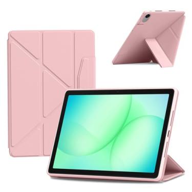 Imagem de Capa para Samsung Galaxy Tab A11 21 de 21 cm – Capa macia de couro PU com suporte para lápis oculto, capa protetora traseira leve e fina, à prova de choque, antiarranhões [Rosa]