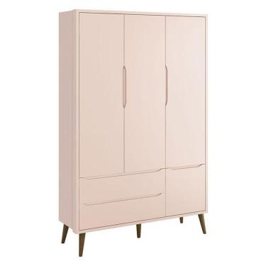 Imagem de Guarda Roupa Infantil Theo 3 Portas Rosa Com Pés Amadeirados ? Reller