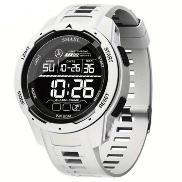 Imagem de Relógio Esportivo Multifuncional Display Led Com Pulseira Tpu à Prova D'água Branco