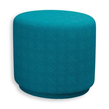 Imagem de Puff Orgânico Beatriz Boucle Elegante Luxuoso Redondo - 7 Decor Azul Turquesa