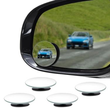 Imagem de Lyxheth 4 peças de espelho de ponto cego, espelho cego lateral, espelhos de ponto cego de carro sem moldura com autoadesivo, espelhos convexos redondos universais de 5 cm, acessórios de carro