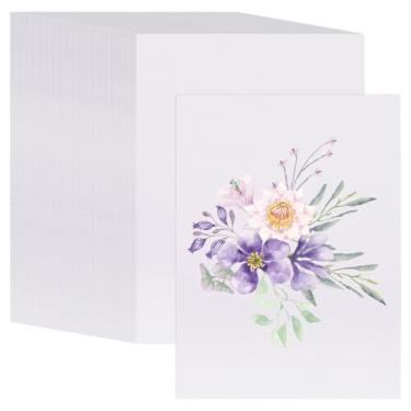 Imagem de GLOBLELAND 100 folhas de papel branco aquarela cartões postais em branco para adultos 13 x 12,7 cm cartões de cor de água em branco 63,5 kg/300 g/m2 marcadores de livro aquarela a granel para artistas