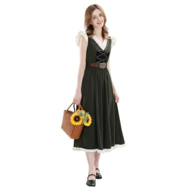 Imagem de NSPSTT Vestido medieval renascentista para mulheres, fantasias vitorianas para mulheres, roupa medieval, conjunto de 3 peças, tamanho 2GG