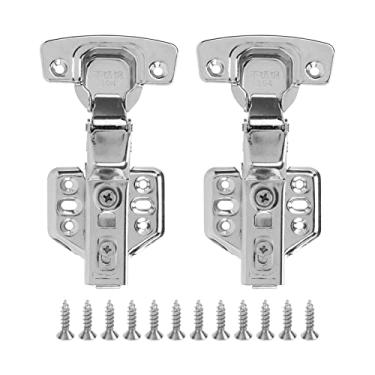 Imagem de Dobradiças de gabinete de aço inoxidável com 2,0 mm de espessura, base espessa, galvanoplastia, dobradiça brilhante sem furos para guarda-roupa de cozinha, durável, resistente, (Curva grande de aço