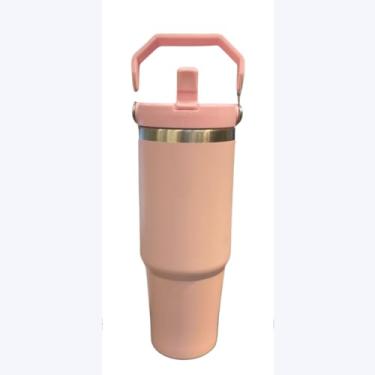 Imagem de Garrafa Térmica com Alça Superior, Aço Inoxidável, 900ml, Parede Dupla Isolante, Design Moderno, Canudo Flip, Ideal para Bebidas Geladas, Alça Ergonômica, Acabamento Fosco (Rose)