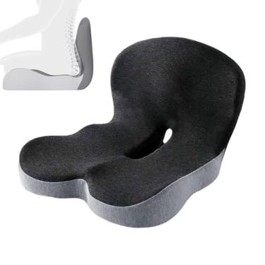 Imagem de Almofada para encosto e assento – Almofada de assento integrada de espuma viscoelástica | Almofada de apoio lombar com proteção do cóccix para idosos, mulheres, homens, adultos, caminhões de viagem