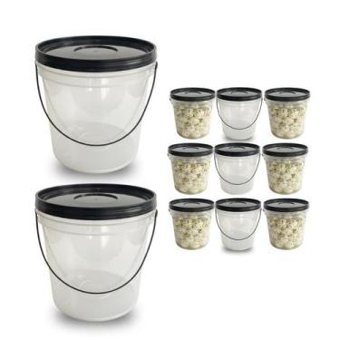 Imagem de Balde 3.2L Com Tampa Preta Vazio Para Comprar - 9 Pçs - Nastripack
