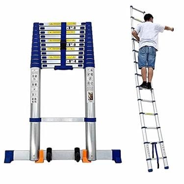 Imagem de Escadas, escada telescópica para trabalho ao ar livre no loft doméstico, escadas de teleextensão resistente, escada retrátil dobrável de alumínio, carga 136 kg/azul/6,2 m/20,3 pés