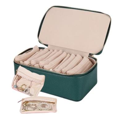 Imagem de Caixa de joias para viagem – organizador de anéis de colar | 12 compartimentos porta-anéis portátil acessórios de férias para mulheres, meninas, mãe, esposa, filha