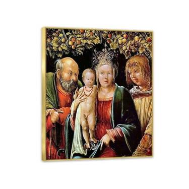 Imagem de Pôster de parede Albrecht Altdorfer Sagrada Família com um anjo Giclee impressões em tela Albrecht Altdorfer decoração de parede para sala de estar quarto banheiro decoração de casa 70 x 60 cm