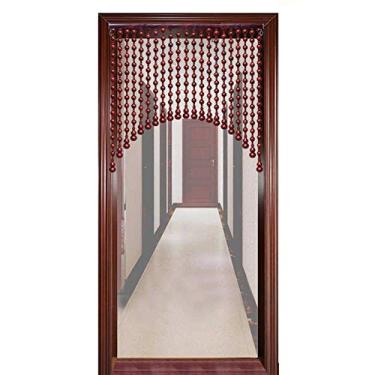 Imagem de Cortinas de porta com contas para portas cortina de cordão de contas de madeira para divisórias de quarto - 41 fios entrada restaurante decoração estilo chinês - 3 cores (cor: C, tamanho: largura 130