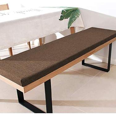 Imagem de Almofada de banco de jardim com laços de fixação, 100 x 35 cm, almofada de espuma grossa, tapete de assento de jantar para casa, tapete retangular para varanda e janela de sacada