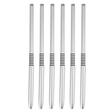 Imagem de Conjunto de pincéis de forro de unhas ultra fino profissional kit de escova de pintura arte do prego para salão de beleza casa diy entusiastas tubo de alumínio lã de náilon 6 pçs (Prata)