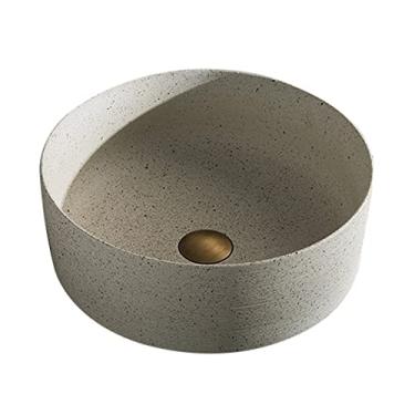 Imagem de Bacia de pia de vaso de banheiro pia de banheiro 39,9 cm pia de vaso de banheiro circular redonda acima do balcão tigela de porcelana, pia artística adequada para casa de banho varanda lavatório acima