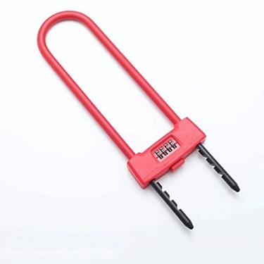 Imagem de Combinação restaurável de 4 dígitos U Lock/d Lock para bicicletas/fechadura de porta de vidro proteção resistente cadeado de portão longo (cor: azul) (vermelho)