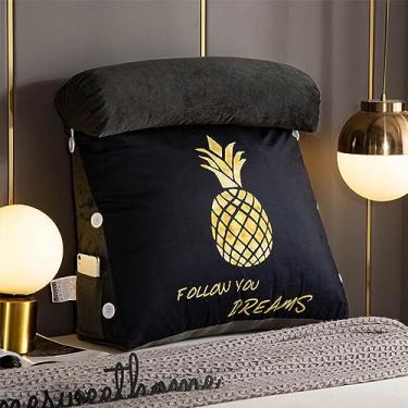 Imagem de Almofada triangular de cunha para leitura com almofada de suporte desfiado/lombar, almofada de apoio para as costas com capa removível de pele sintética de luxo - perfeita para sentar, ler ou jogar