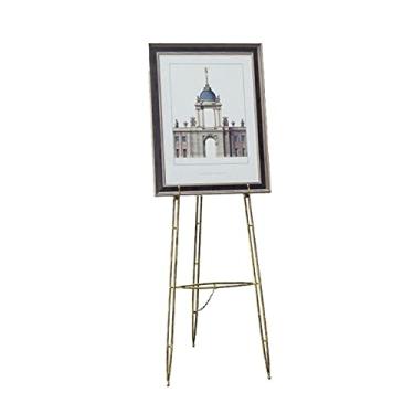 Imagem de Cavalete de pintura a óleo de ferro vintage, suporte de pôster minimalista ajustável, tripé de exibição de fotos de loja de casamento, ângulo ajustável, ouro 155 cm