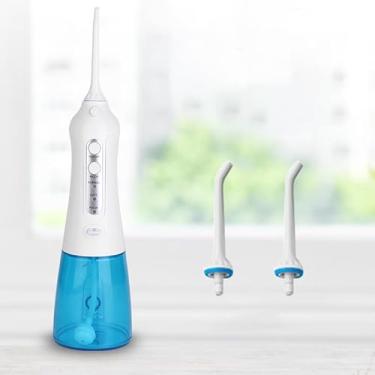 Imagem de Irrigador Oral Portátil de 300ml - IPX8 à Prova D'Água - 3 Modos (Normal/Suave/Pulsativo) 1400-1800 Pulses/Min - Pressão Ajustável 30-100PSI - Bola de Gravidade para Fluxo Contínuo - Desligamento Automático em 2 Min - 75 Usos por Carga - Cabo Antiderrapante - Portátil e Fácil de Limpar