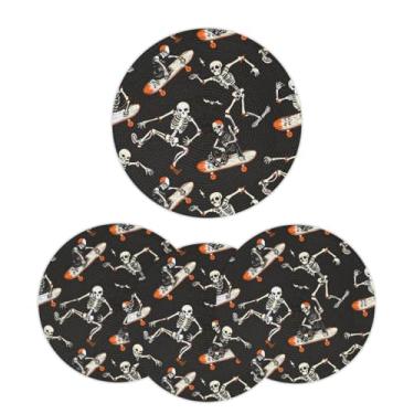 Imagem de Jogo americano redondo trançado de 38 cm, conjunto de 6 tapetes laváveis para skate, círculos, resistentes ao calor, para cozinha, mesa de jantar, festa de casamento, decoração de casa