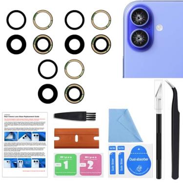Imagem de GREEN FUSION Peça de reposição de vidro para lente de câmera traseira de 3 peças compatível com iPhone 16/16 Plus, com ferramentas e instruções