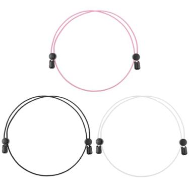 Imagem de Mabor 3 pulseiras femininas – cinto elástico ajustável, faixa cropped de látex e poliéster para dobrar camisas e suéteres (preto, branco, rosa)