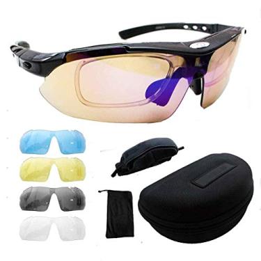 Imagem de Kit Óculos Ciclismo Bike 5 Lentes Suporte Grau Ciclista (Preto)