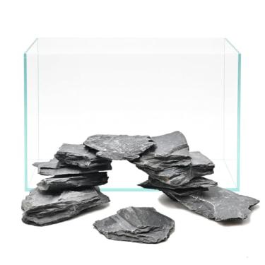 Imagem de Kecilke Pedras naturais de ardósia de 5 a 15 cm, pedras naturais de 4,5 kg, para aquário de peixes, paisagismo, réptil, terrário, decoração de paisagismo