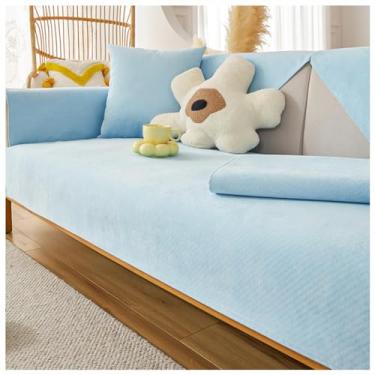 Imagem de SPXMQSS Capas de sofá para sofá secional, capas de almofada de sofá para sofá, capa macia de chenille, protetor de móveis em forma de L, capas de sofá antiderrapantes universais 1/2/3/4 lugares C 70 x