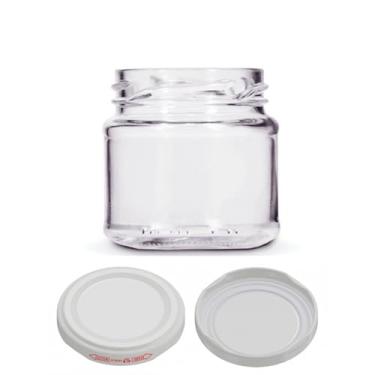 Imagem de Kit 5 unidades - Pote de Vidro Redondo Mini Belém 150ml - Tampa Branca