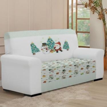 Imagem de Capa de Sofá 3 Lugares Coladinha Natal Estampada Exclusiva Estilo e Pr