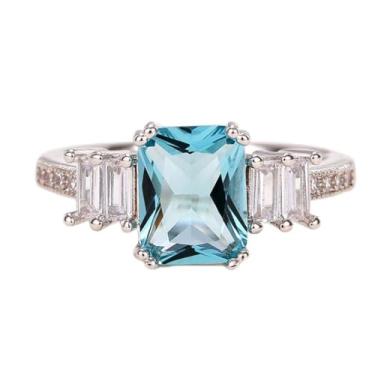 Imagem de Lindos anéis geométricos de zircônia para mulheres, joias de aliança de casamento de luxo, 7, Latão, Zircônia cúbica