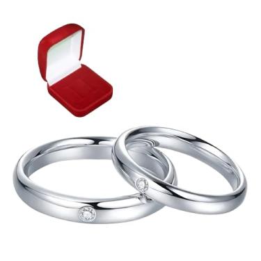 Imagem de Aliança Compromisso Namoro Prateado Ajustavel Ponto De Luz Brilhante + Caixinha