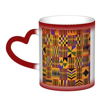 Imagem de Copo de café divertido de tecelagem africana, xícara de cerâmica mágica sensível ao calor que muda de cor, 12 Oz, para café/chá/leite/cacau, para adolescente/aniversário/festival/presentes