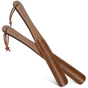 Imagem de ZOMAKE Chifre de sapato de madeira, alça longa de sapateira de madeira, colher de sapato longa para botas de 35 cm para idosos, homens e mulheres, 2 peças