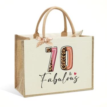 Imagem de WFDN Sacola feminina vintage com tema 1956, aniversário de 70 anos, vintage nº 70, presente bege grande para mãe, Dia das Mães, Ação de Graças e Natal