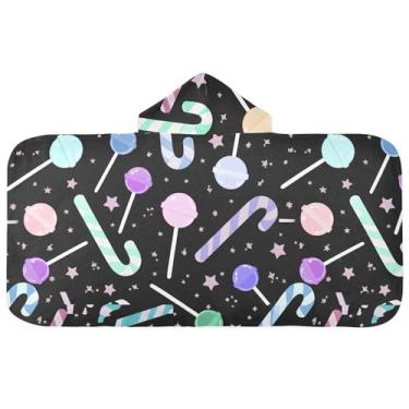 Imagem de Burbuja Toalha de banho com capuz de laço rosa para crianças, toalha de praia de pelúcia macia absorvente para chá de meninas e meninos 3-10 anos, 61 x 127 cm