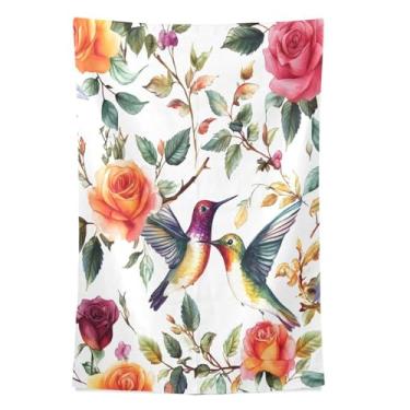 Imagem de STAYTOP Tapeçaria de parede de flores silvestres e beija-flores para decoração de casa, decoração de dormitório, sala de estar, quarto, tapete de parede (80 × 60 pol)