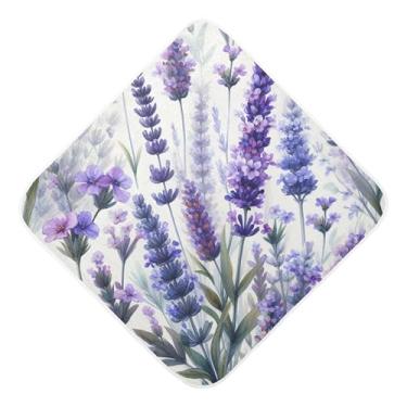 Imagem de Burbuja Toalha de banho de lavanda para bebês - Toalha com capuz de musselina macia e absorvente para recém-nascidos, 76 x 76 cm