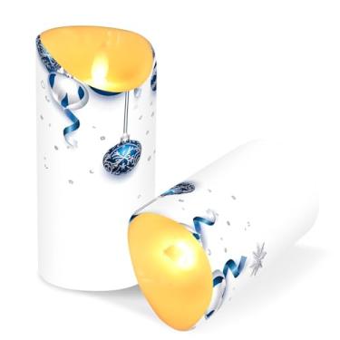 Imagem de Blueangle Pacote com 2 fitas de Natal velas sem chama com controle remoto e temporizador, velas LED cintilantes (7,6 cm x 15 cm) para decoração de casa, casamento, acampamento (366)