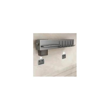 Imagem de Suporte Organizador para Utensílios de Cozinha, Aço Inox, 10 Ganchos, Cinza, 59,5x5,3x6,5cm, Multifuncional, 530g