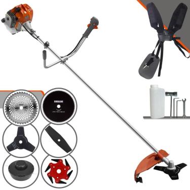 Imagem de Máquina de Corta Grama Tekna RL520ACG2 À Gasolina 52cc 2HP 13.000rpm Multifunções Profissional Completa Com Carretel de Nylon + 5 Lâminas de Corte