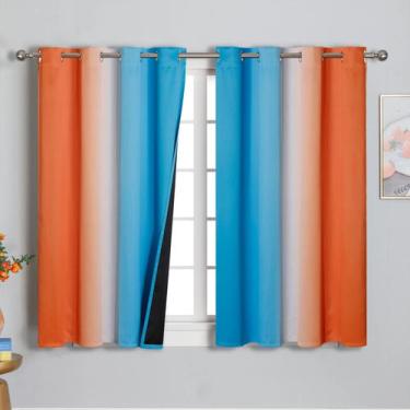 Imagem de Cortinas Blackout Estelar Textiler Ombre Naranja/Azul 137x137 cm